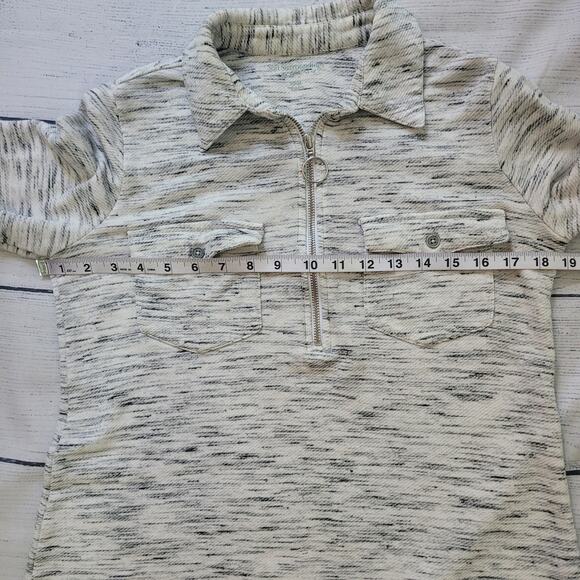 Soft Surroundings Size XS White Grey Half-Zip Pullover Collar Long Sleeve - Picture 7 of 9